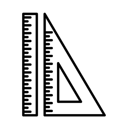 Set ruler, triangular ruler and protractor line icon isolated on white background. Straightedge sign. Triangle sign. Geometrical instruments. Flat design. Vector Illustrationのイラスト素材