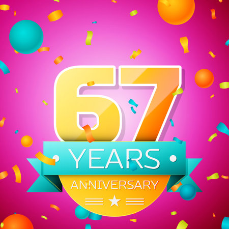 Realistic Sixty Seven Years Anniversary Celebration Design Banner
