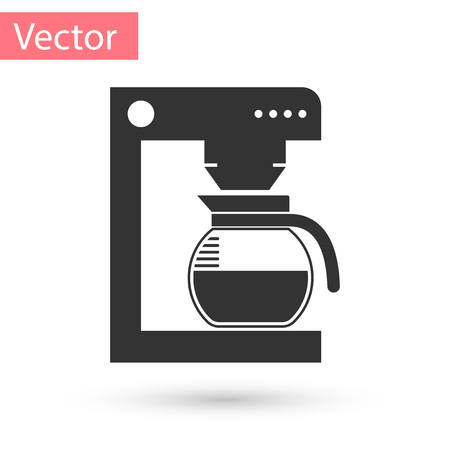 Grey Coffee machine with glass pot icon isolated on white background. Vector Illustrationのイラスト素材
