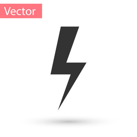 Grey Lightning bolt icon isolated on white background. Flash icon. Charge flash icon. Thunder bolt. Lighting strike. Vector Illustrationのイラスト素材