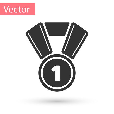 Grey Medal icon isolated on white background. Winner symbol. Vector Illustrationのイラスト素材