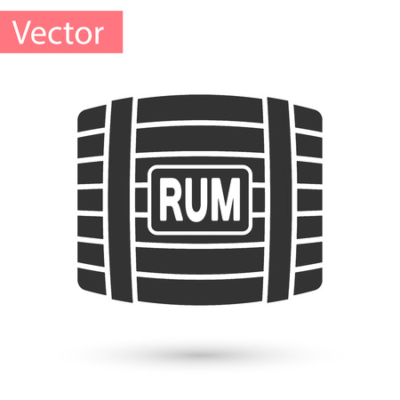 Grey Wooden barrel with rum icon isolated on white background. Vector Illustrationのイラスト素材
