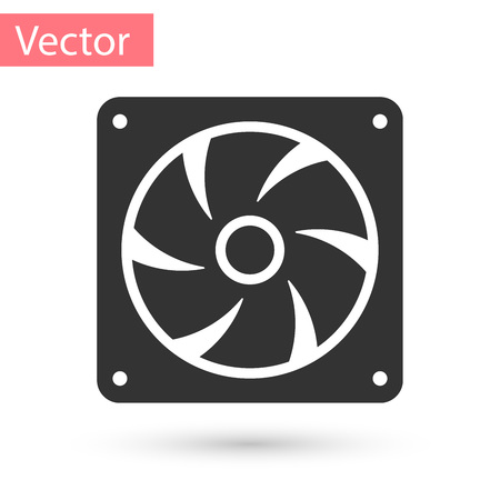 Grey Computer cooler icon isolated on white background. PC hardware fan. Vector Illustrationのイラスト素材