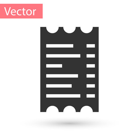 Grey Paper check and financial check icon isolated on white background. Paper print check, shop receipt or bill. Vector Illustrationのイラスト素材