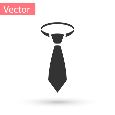 Grey Tie icon isolated on white background. Necktie and neckcloth symbol. Vector Illustrationのイラスト素材
