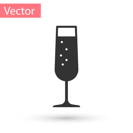 Grey Glass of champagne icon isolated on white background. Vector Illustrationのイラスト素材