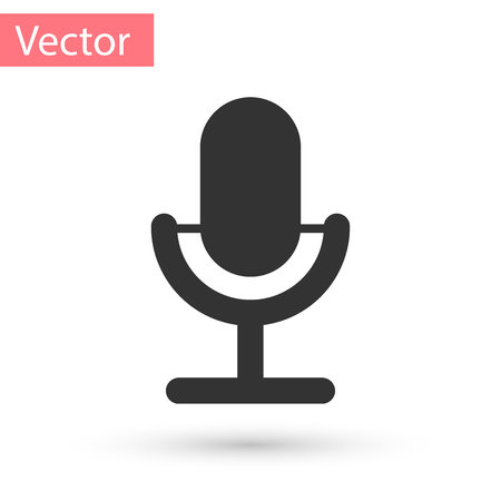 Grey Microphone icon isolated on white background. On air radio mic microphone. Speaker sign. Vector Illustrationのイラスト素材