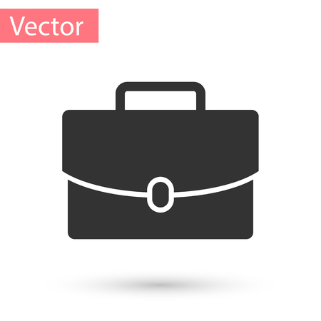 Grey Briefcase icon isolated on white background. Business case sign. Business portfolio. Vector Illustrationのイラスト素材