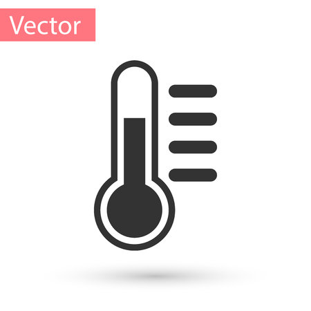 Grey Thermometer icon isolated on white background. Vector Illustrationのイラスト素材