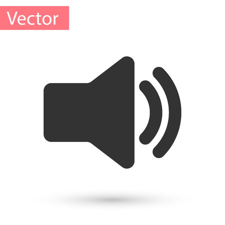 Grey Speaker volume icon - audio voice sound symbol, media music icon isolated on white background. Vector Illustrationのイラスト素材