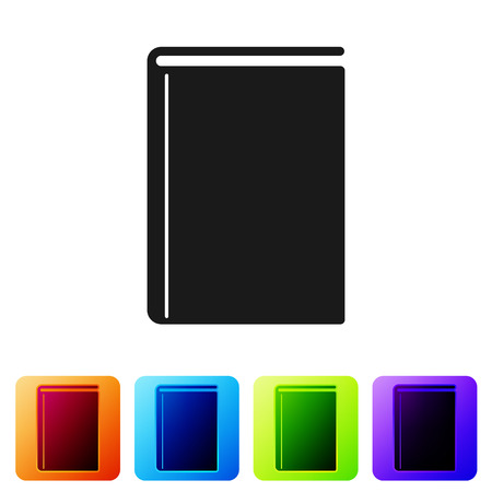Black Book icon isolated on white background. Set icon in color square buttons. Vector Illustrationのイラスト素材