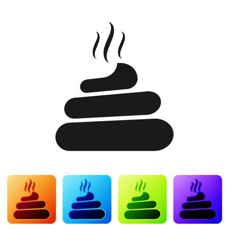 Black Shit icon isolated on white background. Set icon in color square buttons. Vector Illustrationのイラスト素材
