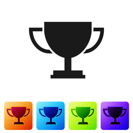 Grey Trophy cup icon isolated on white background. Award symbol. Champion cup icon. Set icon in color square buttons. Vector Illustrationのイラスト素材