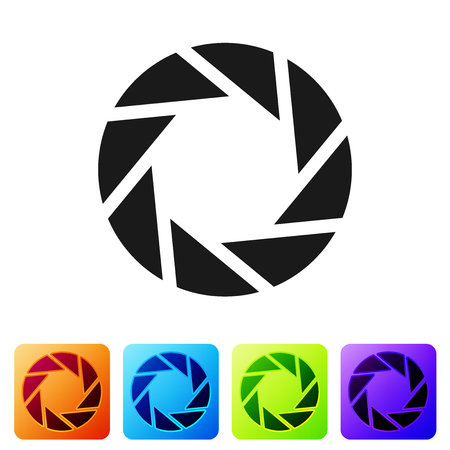 Grey Camera shutter icon isolated on white background. Set icon in color square buttons. Vector Illustrationのイラスト素材