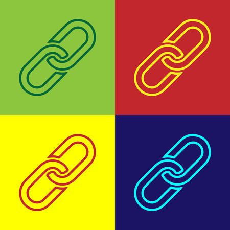 Color Chain link icon isolated on color backgrounds. Link single. Flat design. Vector Illustrationのイラスト素材