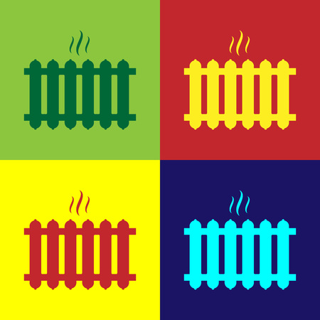 Color Heating radiator icon isolated on color backgrounds. Flat design. Vector Illustrationのイラスト素材