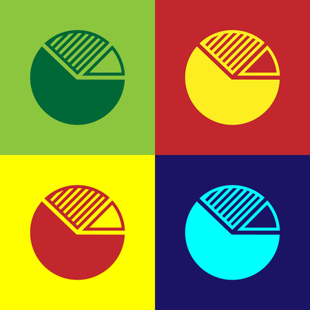 Color Pie chart infographic icon isolated on color backgrounds. Diagram chart sign. Flat design. Vector Illustrationのイラスト素材