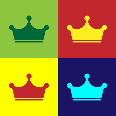 Color Crown icon isolated on color backgrounds. Flat design. Vector Illustrationのイラスト素材