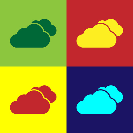 Color Cloud icon isolated on color backgrounds. Flat design. Vector Illustrationのイラスト素材