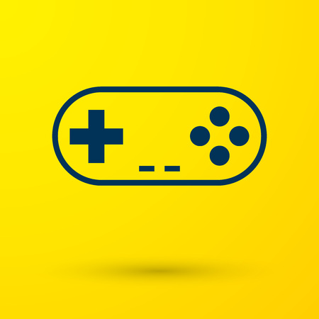 Blue Gamepad icon isolated on yellow background. Game controller. Vector Illustrationのイラスト素材