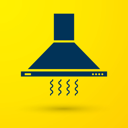 Blue Kitchen extractor fan icon isolated on yellow background. Cooker hood. Kitchen exhaust. Household appliance. Vector Illustrationのイラスト素材