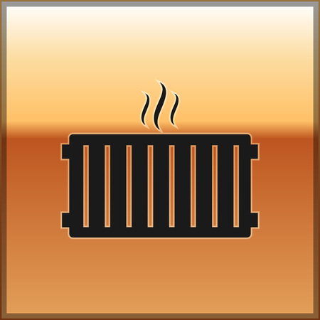 Black Heating radiator icon isolated on gold background. Vector Illustrationのイラスト素材