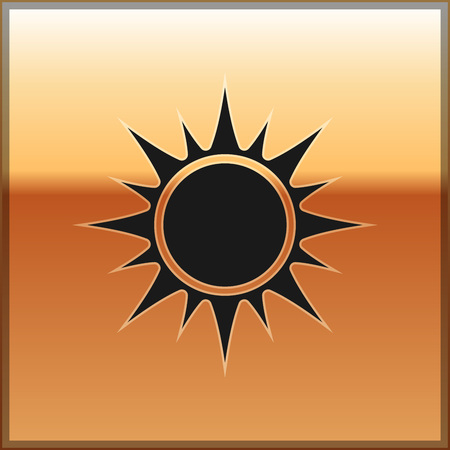 Black Sun icon isolated on gold background. Vector Illustrationのイラスト素材