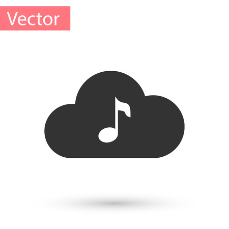 Grey Music streaming service icon isolated on white background. Sound cloud computing, online media streaming, online song, audio wave. Vector Illustrationのイラスト素材
