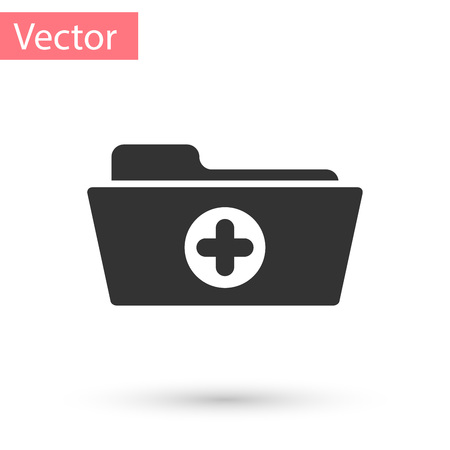 Grey Medical health record folder for healthcare icon isolated on white background. Patient file icon. Medical history symbol. Vector Illustrationのイラスト素材