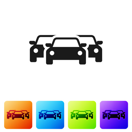 Black Cars icon isolated on white background. Set icon in color square buttons. Vector Illustrationのイラスト素材