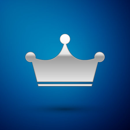 Silver Crown icon isolated on blue background. Vector Illustrationのイラスト素材