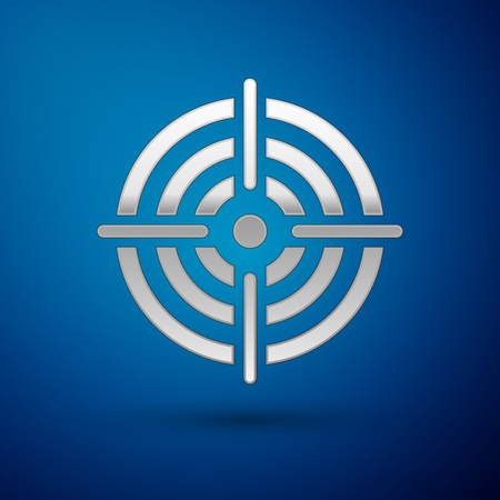 Silver Target sport for shooting competition icon isolated on blue background. Clean target with numbers for shooting range or pistol shooting. Vector Illustrationのイラスト素材
