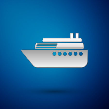 Silver Ship icon isolated on blue background. Vector Illustrationのイラスト素材