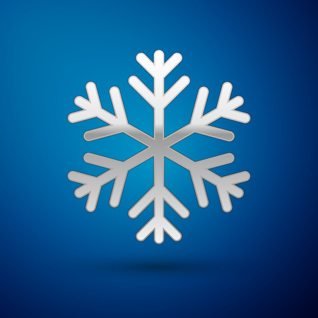 SilverSnowflake icon isolated on blue background. Vector Illustrationのイラスト素材
