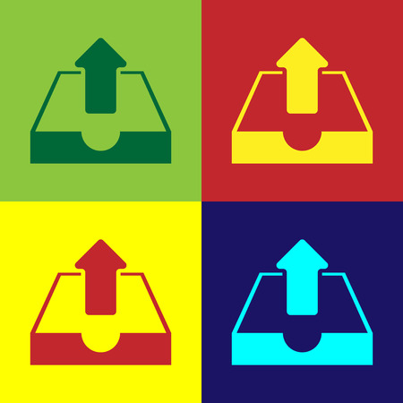 Color Upload inbox icon isolated on color backgrounds. Flat design. Vector Illustrationのイラスト素材