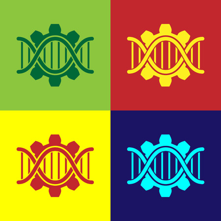 Color Genetic engineering icon isolated on color backgrounds. DNA analysis, genetics testing, cloning, paternity testing. Vector Illustrationのイラスト素材