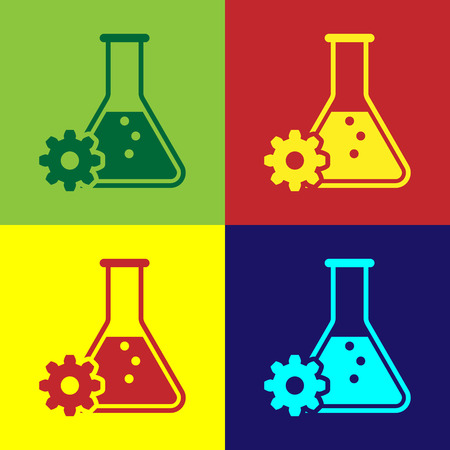 Color Bioengineering icon isolated on color backgrounds. Element of genetics and bioengineering icon. Biology, molecule, chemical icon. Vector Illustrationのイラスト素材