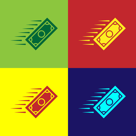 Color Fast payments icon isolated on color backgrounds. Fast money transfer payment. Financial services, fast loan, time is money, cash back concept. Vector Illustrationのイラスト素材