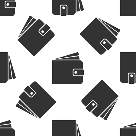 Grey Wallet icon isolated seamless pattern on white background. Vector Illustrationのイラスト素材