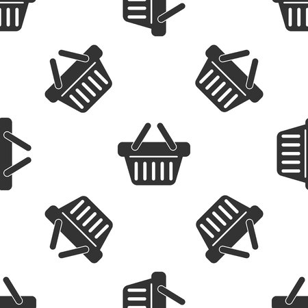 Grey Shopping basket icon isolated seamless pattern on white background. Vector Illustrationのイラスト素材
