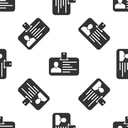 Grey Identification badge icon isolated seamless pattern on white background. Identification card. It can be used for presentation, identity of the company, advertising and etc. Vector Illustration