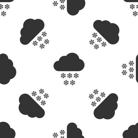 Grey Cloud with snow icon isolated seamless pattern on white background. Cloud with snowflakes. Single weather icon. Snowing sign. Vector Illustrationのイラスト素材