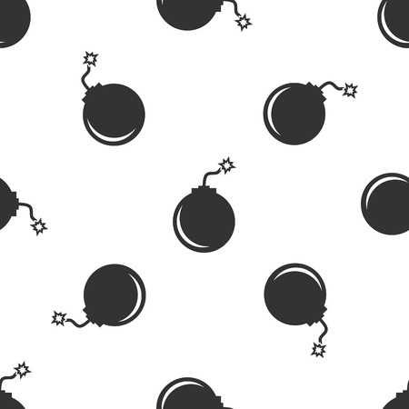 Grey Bomb ready to explode icon isolated seamless pattern on white background. Vector Illustrationのイラスト素材