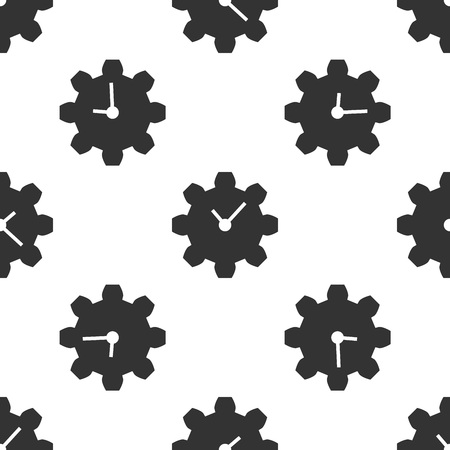 Grey Time Management icon isolated seamless pattern on white background. Clock and gear sign. Productivity symbol. Vector Illustrationのイラスト素材