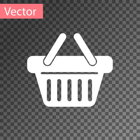 White Shopping basket icon isolated on transparent background. Vector Illustrationのイラスト素材