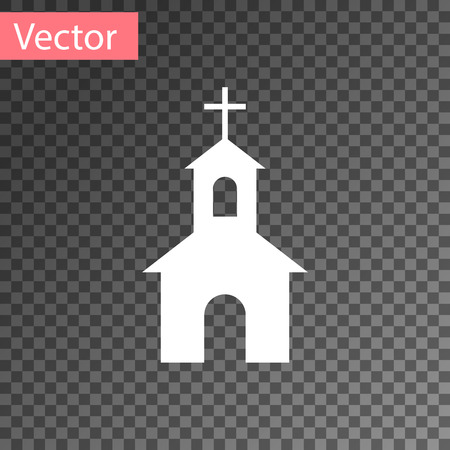 White Church building icon isolated on transparent background. Christian Church. Religion of church. Vector Illustrationのイラスト素材