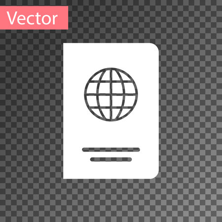 White Passport with biometric data icon isolated on transparent background. Identification Document. Vector Illustrationのイラスト素材