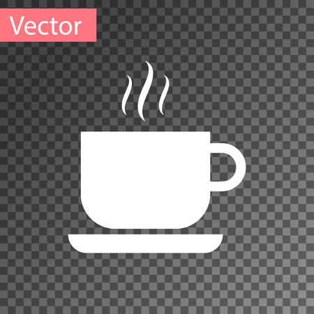 White Coffee cup icon isolated on transparent background. Tea cup. Hot drink coffee. Vector Illustrationのイラスト素材
