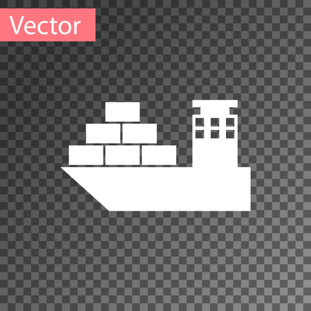 White Cargo ship icon isolated on transparent background. Vector Illustrationのイラスト素材