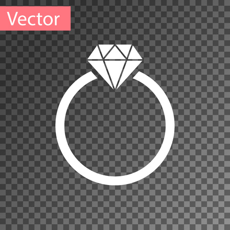 White Diamond engagement ring icon isolated on transparent background. Vector Illustrationのイラスト素材